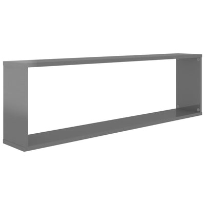 Wall Cube Shelves 2 pcs High Gloss Grey 100x15x30 cm Engineered Wood