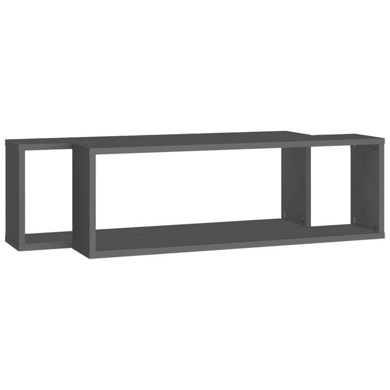 Wall Cube Shelves 2 pcs Grey 80x15x26.5 cm Engineered Wood