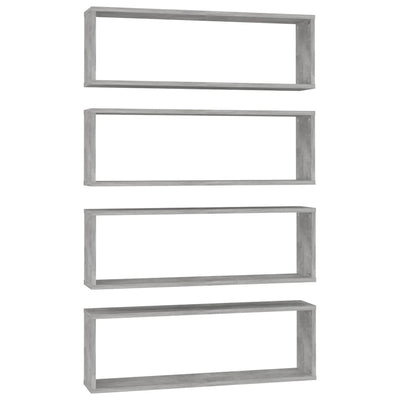 Wall Cube Shelves 4 pcs Concrete Grey 80x15x26.5 cm Engineered Wood