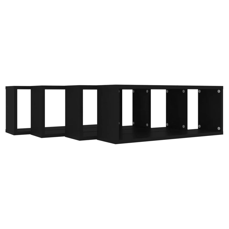 Wall Cube Shelves 4 pcs Black 60x15x23 cm Engineered Wood