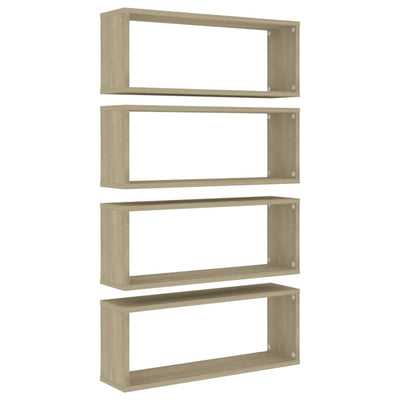 Wall Cube Shelves 4 pcs Sonoma Oak 60x15x23 cm Engineered Wood