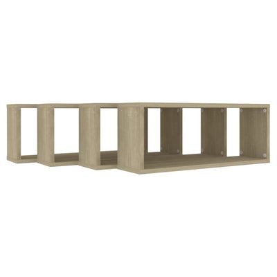 Wall Cube Shelves 4 pcs Sonoma Oak 60x15x23 cm Engineered Wood