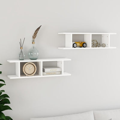 Wall Shelves 2 pcs White 75x18x20 cm Engineered Wood