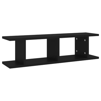 Wall Shelves 2 pcs Black 75x18x20 cm Engineered Wood