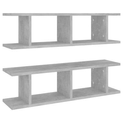 Wall Shelves 2 pcs Concrete Grey 75x18x20 cm Engineered Wood