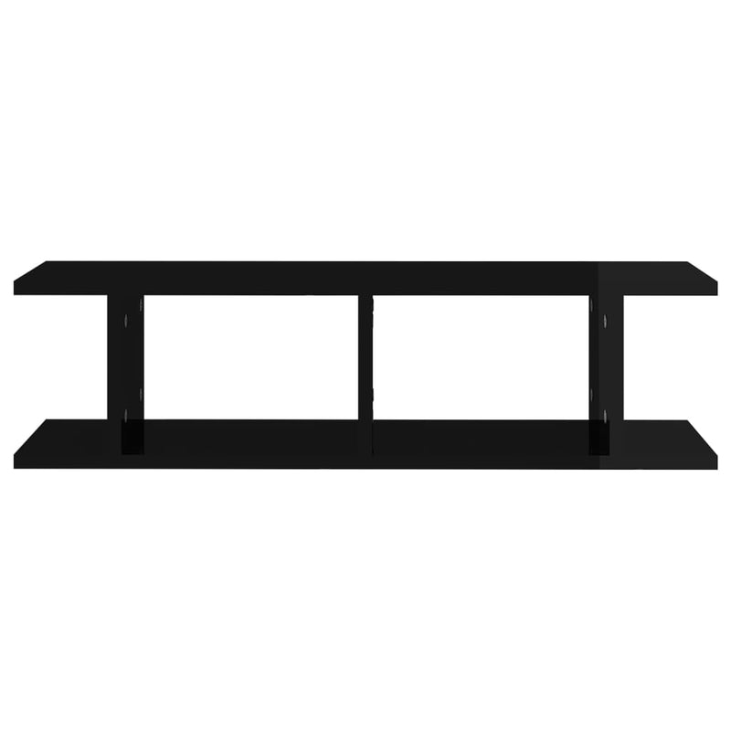 Wall Shelves 2 pcs High Gloss Black 75x18x20 cm Engineered Wood