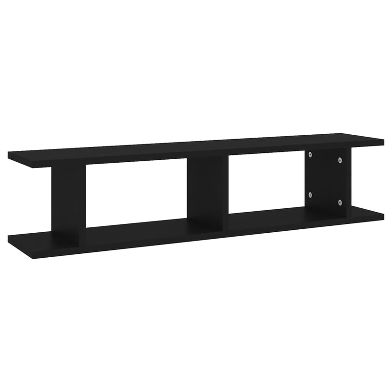 Wall Shelves 2 pcs Black 90x18x20 cm Engineered Wood