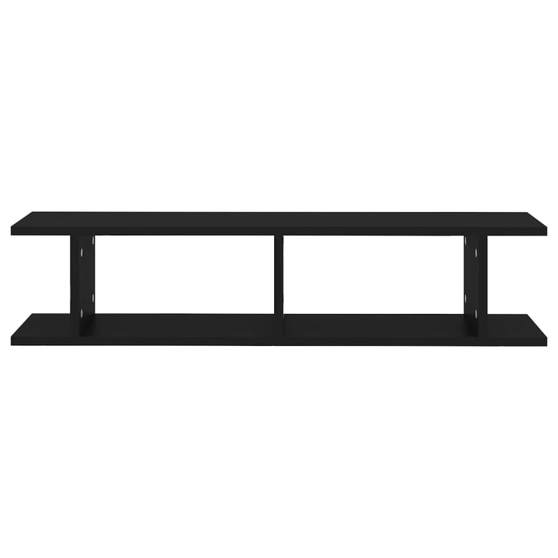 Wall Shelves 2 pcs Black 90x18x20 cm Engineered Wood