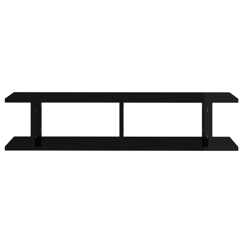 Wall Shelves 2 pcs High Gloss Black 90x18x20 cm Engineered Wood