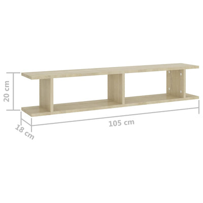 Wall Shelves 2 pcs Sonoma Oak 105x18x20 cm Engineered Wood