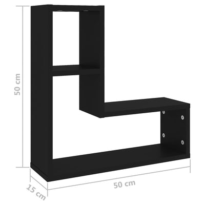 Wall Shelves 2 pcs Black 50x15x50 cm Engineered Wood