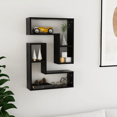 Wall Shelves 2 pcs Black 50x15x50 cm Engineered Wood