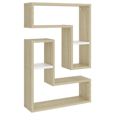 Wall Shelves 2 pcs White and Sonoma Oak 50x15x50 cm Engineered Wood