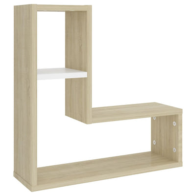 Wall Shelves 2 pcs White and Sonoma Oak 50x15x50 cm Engineered Wood