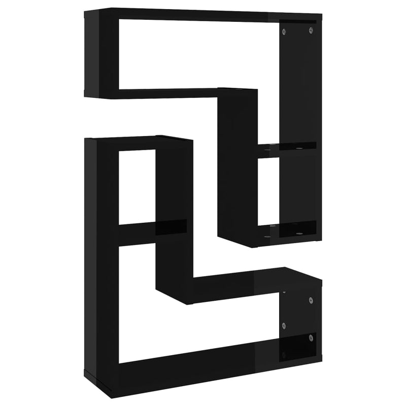 Wall Shelves 2 pcs High Gloss Black 50x15x50 cm Engineered Wood