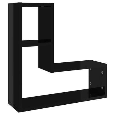 Wall Shelves 2 pcs High Gloss Black 50x15x50 cm Engineered Wood