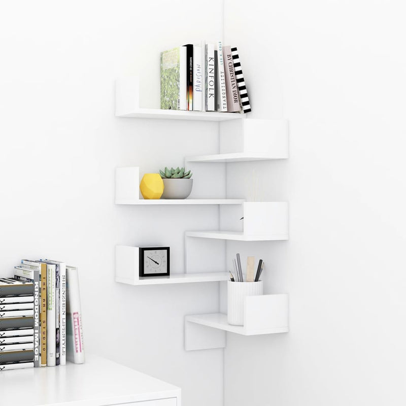 Wall Corner Shelves 2 pcs White 40x40x50 cm Engineered Wood