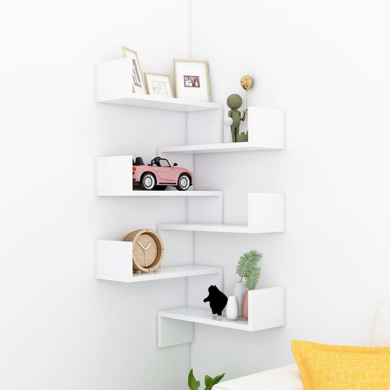 Wall Corner Shelves 2 pcs White 40x40x50 cm Engineered Wood