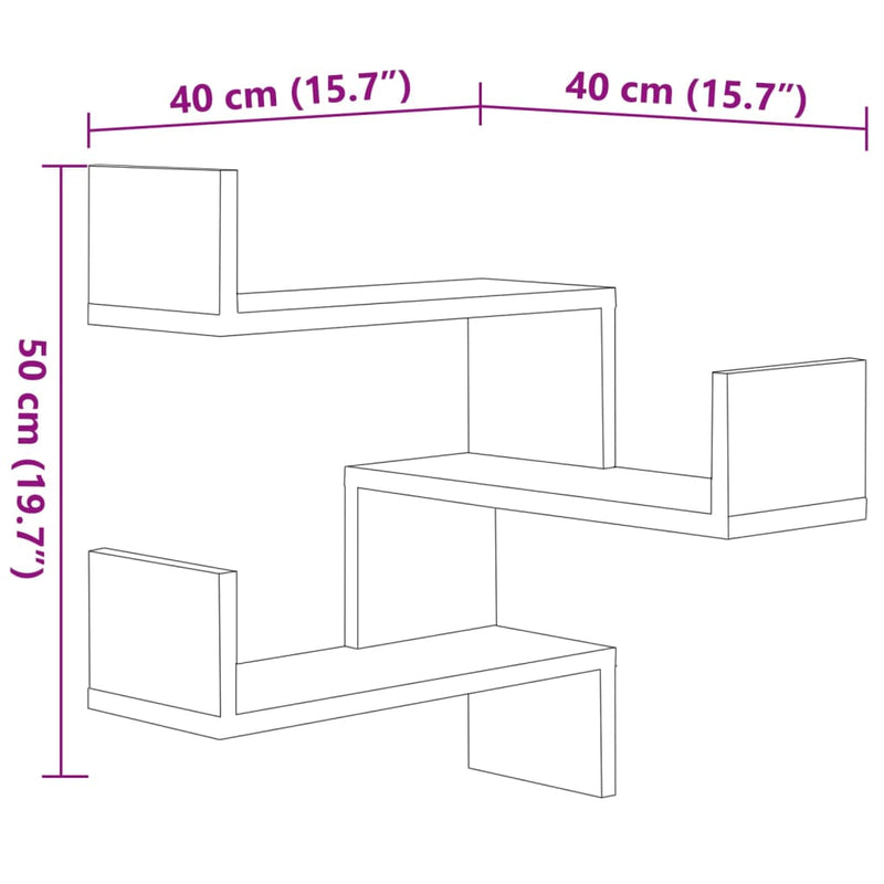 Wall Corner Shelves 2 pcs Sonoma Oak 40x40x50 cm Engineered Wood