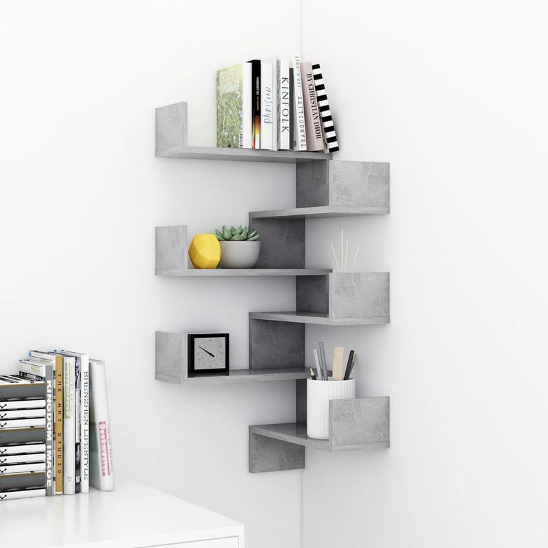 Wall Corner Shelves 2 pcs Concrete Grey 40x40x50 cm Engineered Wood