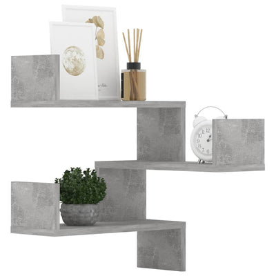 Wall Corner Shelves 2 pcs Concrete Grey 40x40x50 cm Engineered Wood