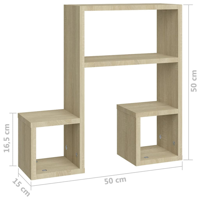 Wall Shelves 2 pcs Sonoma Oak 50x15x50 cm Engineered Wood