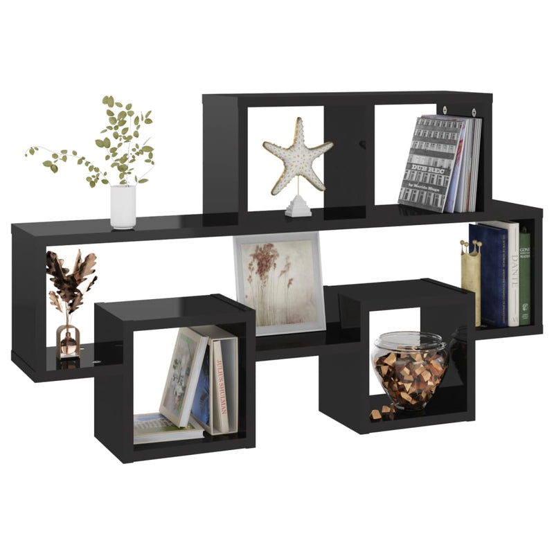 Car-shaped Wall Shelf High Gloss Black 82x15x51 cm Engineered Wood