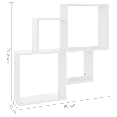 Wall Cube Shelf High Gloss White 80x15x78.5 cm Engineered Wood