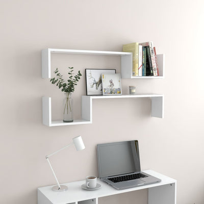 Wall Shelves 2 pcs White 100x15x20 cm Engineered Wood