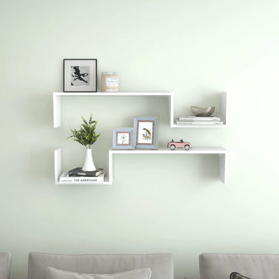 Wall Shelves 2 pcs White 100x15x20 cm Engineered Wood