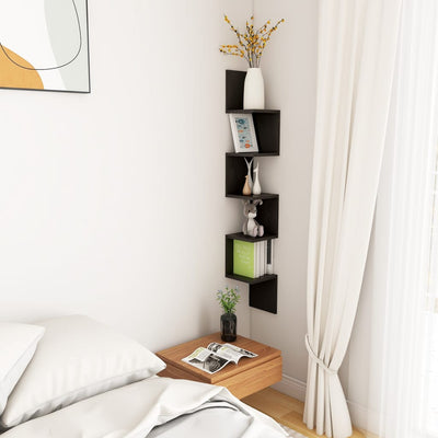 Wall Corner Shelf Black 20x20x127.5 cm Engineered Wood