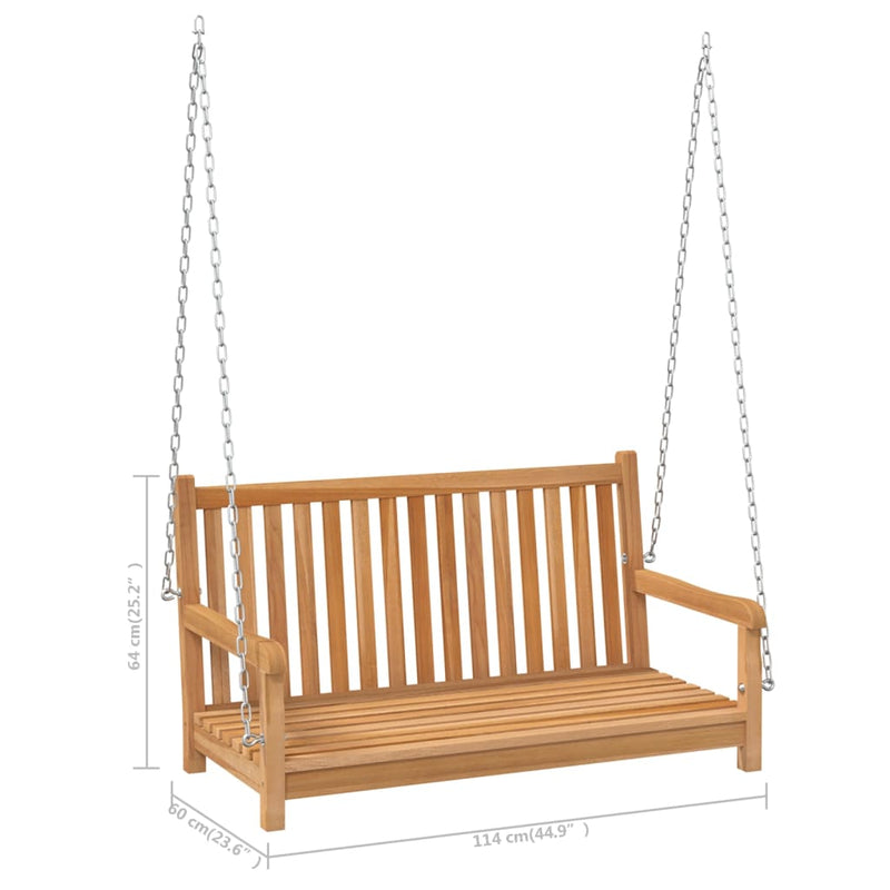 Swing Bench Solid Teak Wood 114x60x64 cm