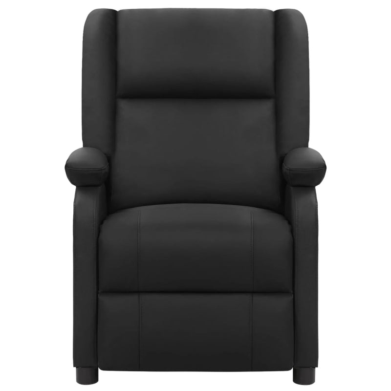 Recliner Chair Black Real Leather