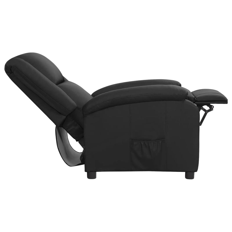 Recliner Chair Black Real Leather