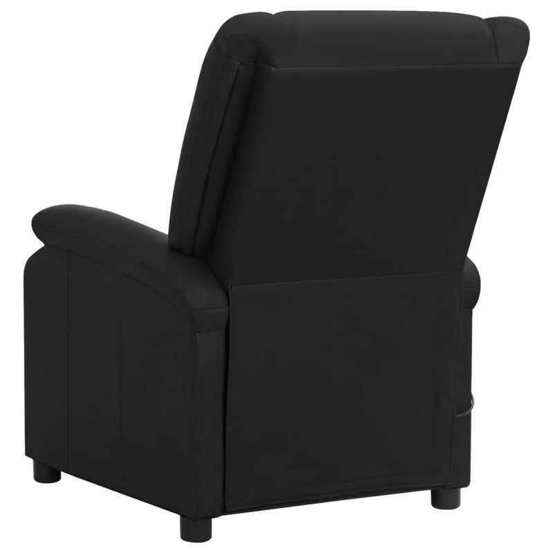 Recliner Chair Black Real Leather