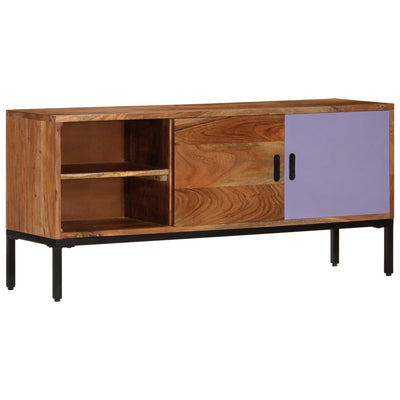 TV Cabinet Honey Brown and Grey 110x30x50 cm Solid Wood Acacia