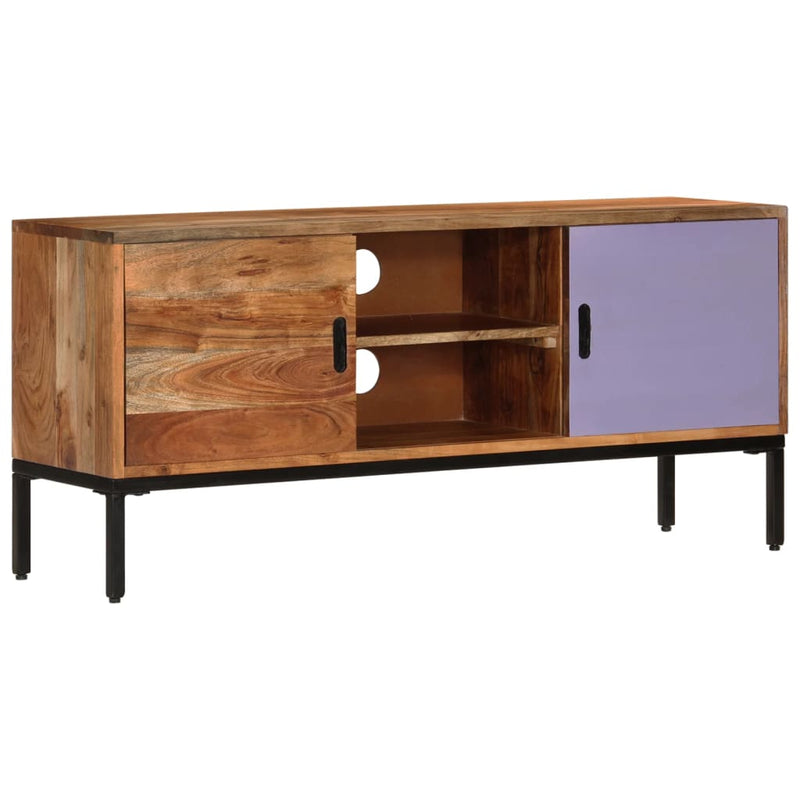 TV Cabinet Honey Brown and Grey 110x30x50 cm Solid Wood Acacia