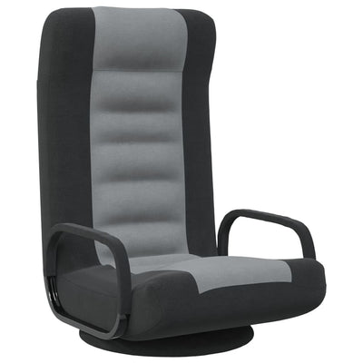 Swivel Floor Chair Black and Light Grey Fabric