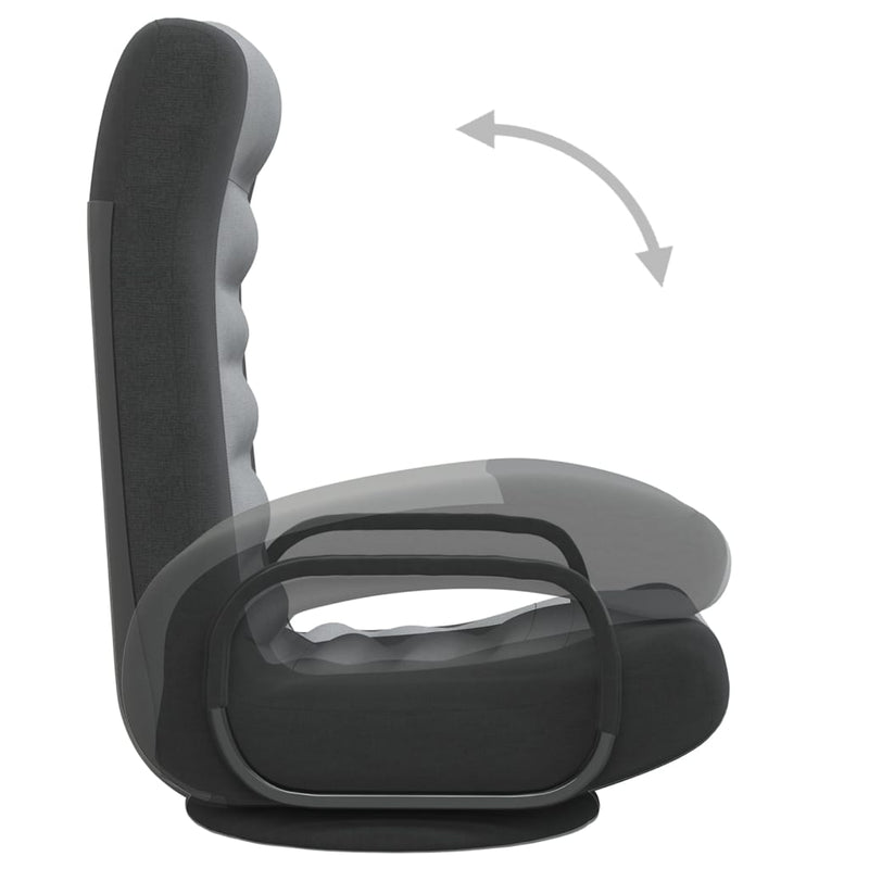 Swivel Floor Chair Black and Light Grey Fabric