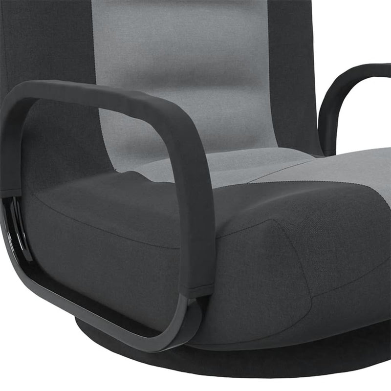 Swivel Floor Chair Black and Light Grey Fabric