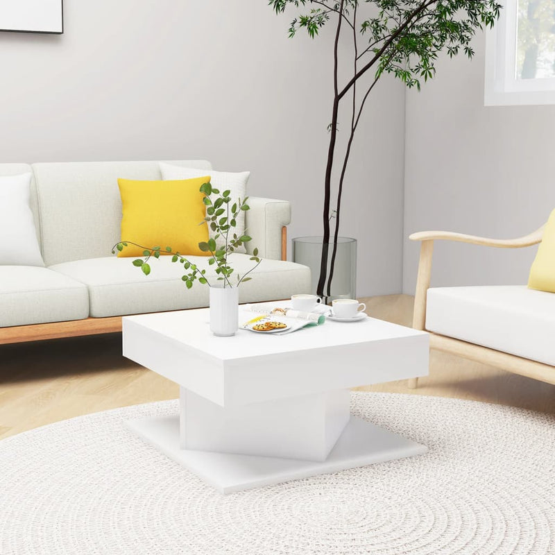 Coffee Table White 57x57x30 cm Engineered Wood