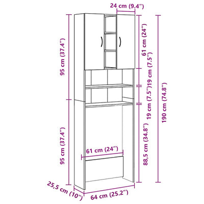 Washing Machine Cabinet White 64x25.5x190 cm