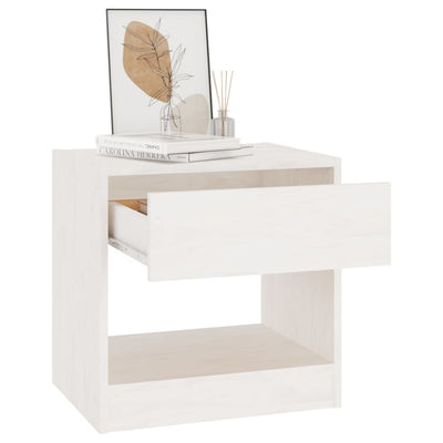 Bedside Cabinet White 40x31x40 cm Solid Pinewood