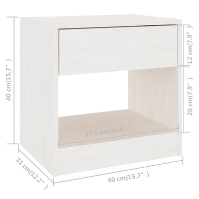 Bedside Cabinet White 40x31x40 cm Solid Pinewood