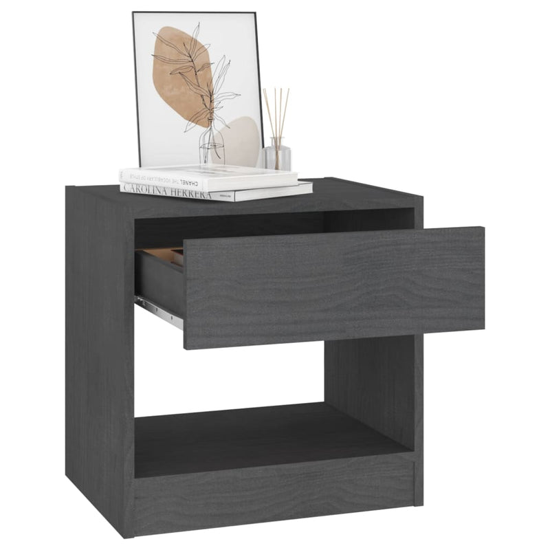 Bedside Cabinet Grey 40x31x40 cm Solid Pinewood