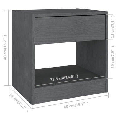 Bedside Cabinet Grey 40x31x40 cm Solid Pinewood