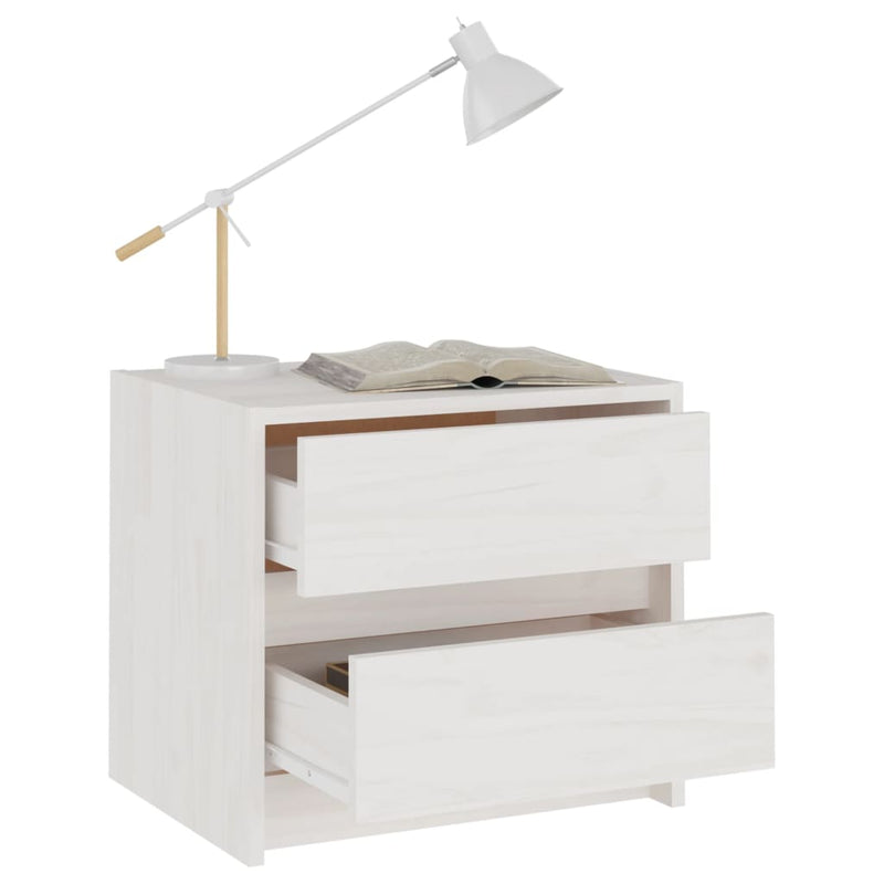 Bedside Cabinet White 40x30.5x35.5 cm Solid Pine Wood