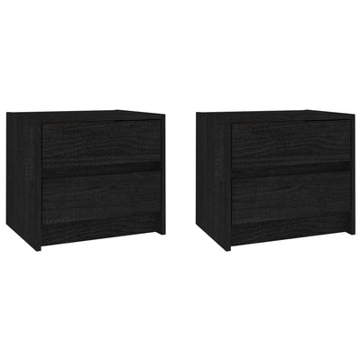 Bedside Cabinets 2 pcs Black 40x30.5x35.5 cm Solid Pine Wood