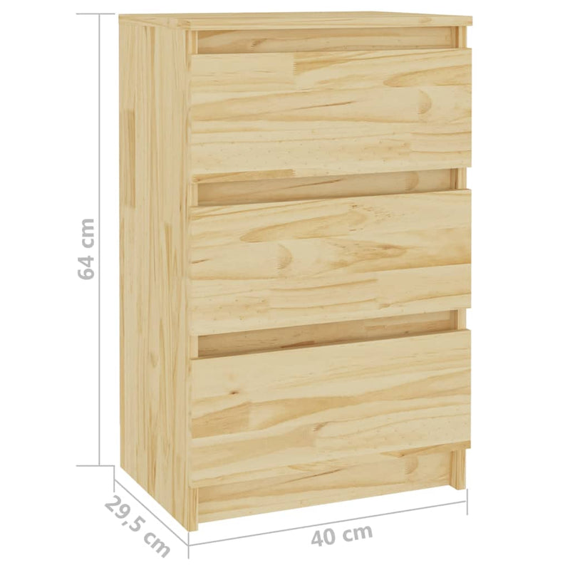 Bedside Cabinet 40x29.5x64 cm Solid Pine Wood