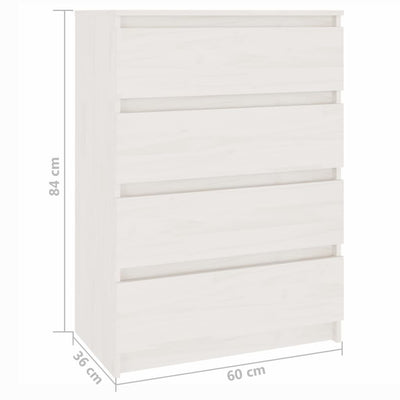 Side Cabinet White 60x36x84 cm Solid Pinewood